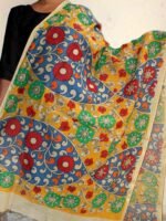 Multicolour Handpainted Chanderi Kalamkari Dupatta
