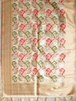 White Art-Katan-Silk Kimkwab Banarasi Dupatta - Image 3