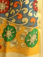 Multicolour Handpainted Chanderi Kalamkari Dupatta - Image 3