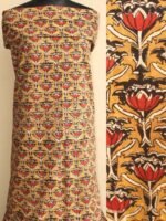 Mustard-yellow Bagru Block Printed Cotton Fabric - Image 2