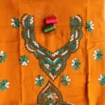 Amber-Yellow Kanthawork Cotton kurta Fabric