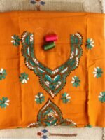 Amber-Yellow Kanthawork Cotton kurta Fabric
