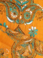 Amber-Yellow Kanthawork Cotton kurta Fabric - Image 2