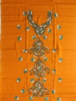 Amber-Yellow Kanthawork Cotton kurta Fabric - Image 3