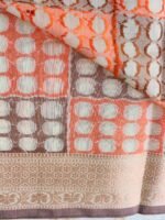 Off-white, brown and Orange Zari border Banarasi Sari - Image 4