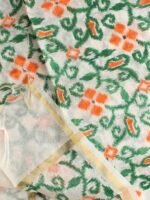 Green and orange Screen-printed art-chanderi Dupatta - Image 2