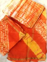 Orange Shibori Silk-Cotton 3pc Ladies Suit Set - Image 2