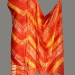 Orange Shibori Silk-Cotton 3pc Ladies Suit Set