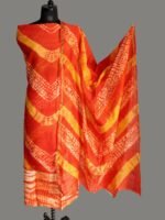 Orange Shibori Silk-Cotton 3pc Ladies Suit Set
