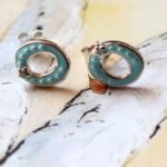 Oval Blue Enamelled Real Silver Stud Earrings