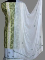 Light-yellow, white chikankari cotton Ladies suit
