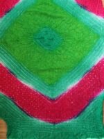 Pink and Green polysilk Bandhani Dupatta - Image 3