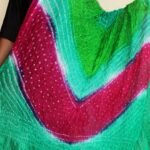 Pink and Green polysilk Bandhani Dupatta