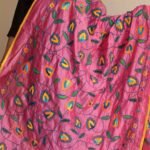Pink Block-printed Chanderi Embroidered Dupatta