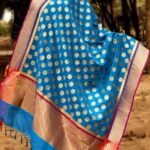 Loom woven Asharfi motif Blue Banarasi Dupatta