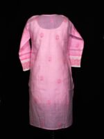 Chikankari embroidered Pink ladies Kurta - Image 3