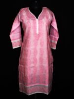 Chikankari embroidered Pink ladies Kurta - Image 2