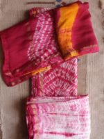 Fushia-Pink and White chanderi dress-material - Image 3