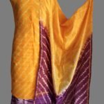 Purple & Yellow Shibori chanderi dress-material