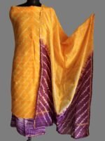 Purple & Yellow Shibori chanderi dress-material