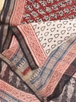 Red and Black Block-printed Kota cotton Saree - Image 2