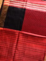 Extra weft design Red Black Silk-Cotton Sari - Image 3