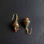 Meenakari red and green jhumki