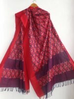 Purple and red mercerized cotton Ikat Dupatta - Image 2