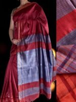 Zari border, Purple and Red Silk-Cotton Sari