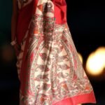 Red and white Muga-Tussar Silk Sari