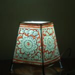 Red and White small Tholu-Bommalata Table lamp