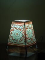 Red and White small Tholu-Bommalata Table lamp