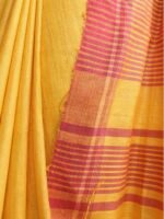 Red border, yellow Ghicha tussar silk sari - Image 2