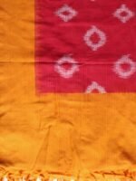 Red and yellow missing thread Ikkat Dupatta - Image 2