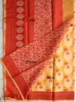 Red & yellow Resham Banarasi Sari - Image 2