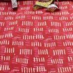 Saffron-red Block-Printed pure cotton Fabric
