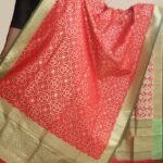 Red Bandhani Pattern Zari-work Banarasi Dupatta