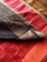 Striped Palla, Red Bhagalpuri Dupion Silk Sari - Image 2