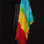 Red Border, Shibori-Laheriya, Silk dupatta