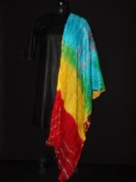 Red Border, Shibori-Laheriya, Silk dupatta