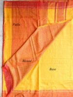 Red border, yellow Ghicha tussar silk sari - Image 3