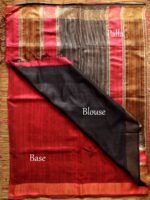 Striped Palla, Red Bhagalpuri Dupion Silk Sari - Image 4