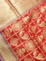 Red figurine Art-Silk Banarasi Duppata - Image 2