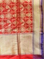 Red figurine Art-Silk Banarasi Duppata - Image 3