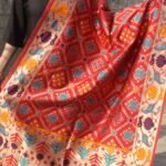 Red meenakari banarasi Art-silk Dupatta