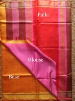Red and Yellow Bhagalpuri Dupion Silk Sari - Image 4