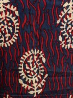 Red, White, Blue Block-Printed Cotton Kurta Fabric - Image 2