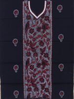 Red, white, black reverse Kantha cotton kurta fabric - Image 3