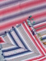 Red, white, blue pure-cotton Bhujodi dupatta - Image 2