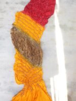 Red, yellow and Golden polysilk Bandhani dupatta - Image 2